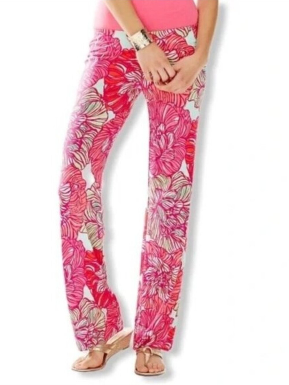 Lilly Pulitzer Georgia May 32" Palazzo Pants "Worth It" Floral/ Medium